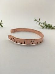 hand stamped ruler recycled copper cuff simple wealth art made in usa