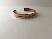 custom phrase recycled copper cuff