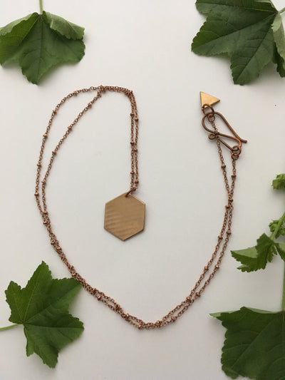 hexagon necklace made from brass drum cymbal simple wealth art