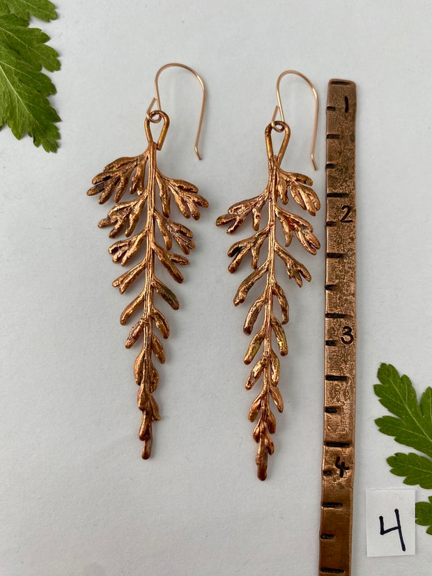 real mother fern earrings recycled copper 14 karat gold simple wealth art recycled copper made in usa