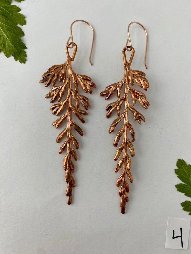 real mother fern earrings recycled copper 14 karat gold simple wealth art recycled copper made in usa
