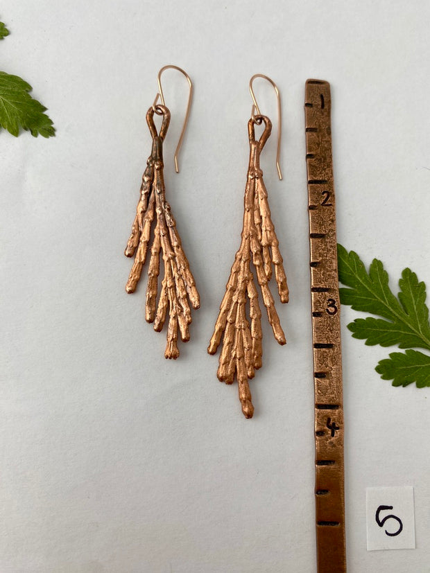 real western red cedar spray electroplated in recycled copper 14 karat rose gold handmade in usa simple wealth art