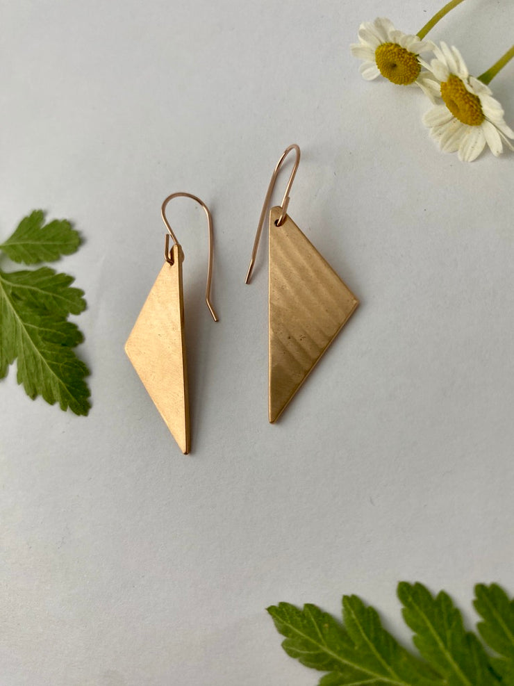 brass drum cymbal jewelry triangle yellow brass musician made in usa simple wealth art recycled brass