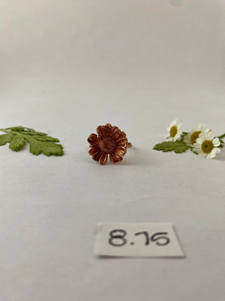 recycled copper electroformed real feverfew flower ring bloom ring simple wealth art made in usa