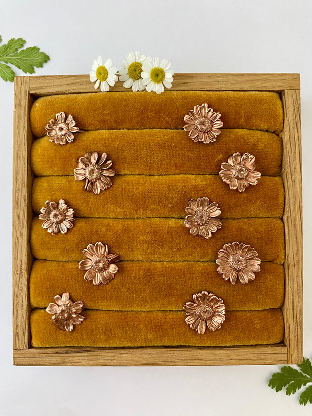 recycled copper electroformed real feverfew flower ring bloom ring simple wealth art made in usa