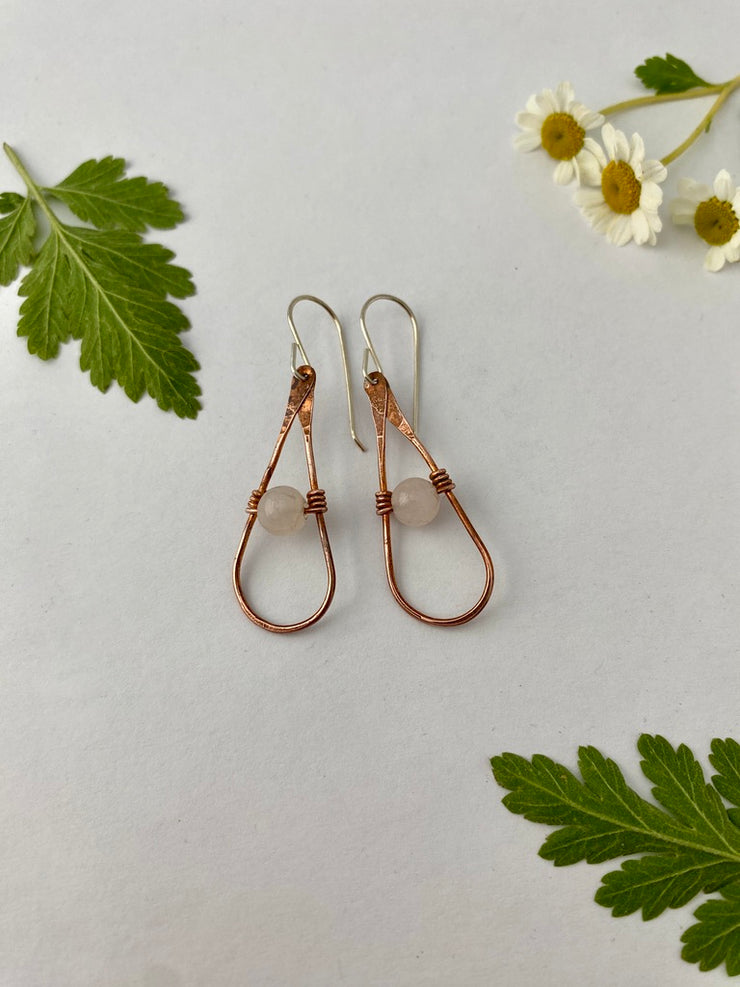 recycled copper natural gemstone sterling silver earrings tear drop made in usa simple wealth art azurite malachite