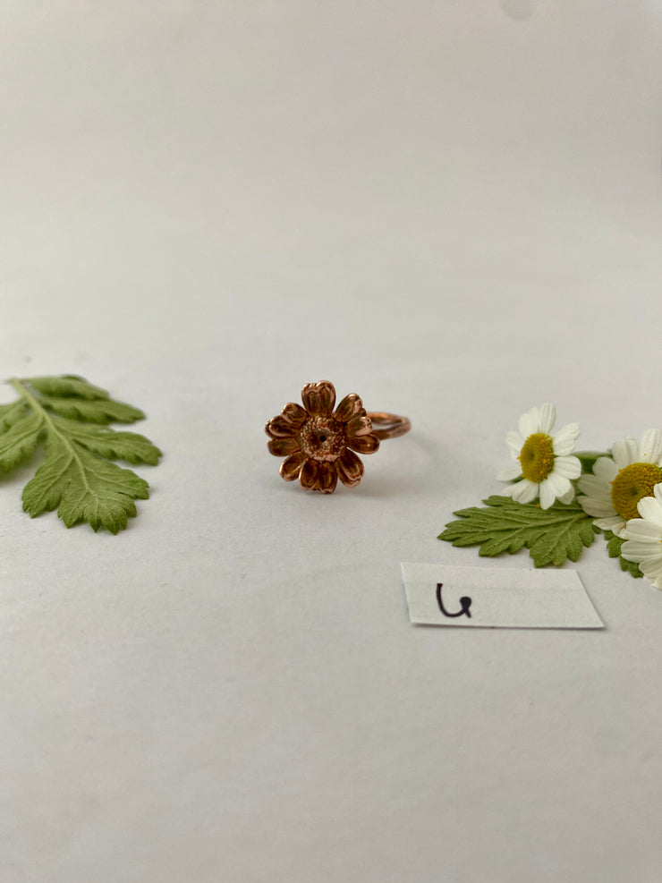 recycled copper electroformed real feverfew flower ring bloom ring simple wealth art made in usa