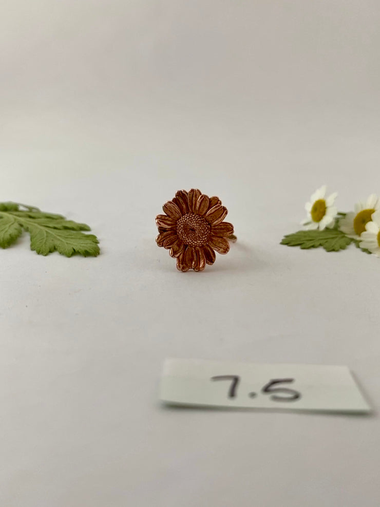 recycled copper electroformed real feverfew flower ring bloom ring simple wealth art made in usa