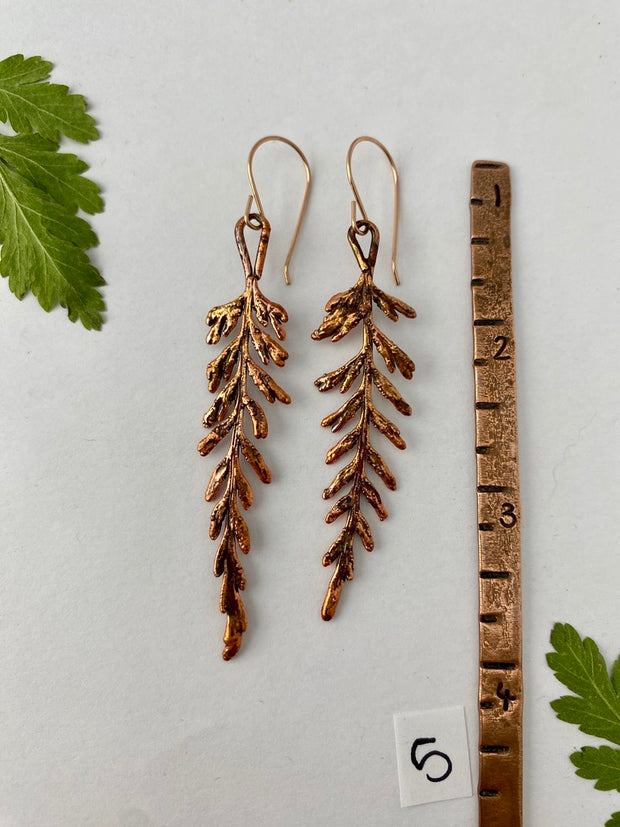 real mother fern earrings recycled copper 14 karat gold simple wealth art recycled copper made in usa