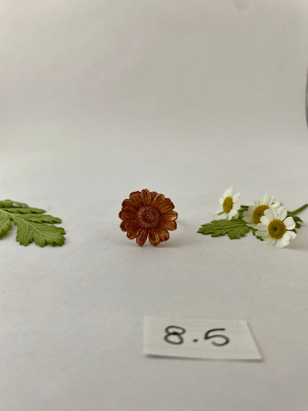 recycled copper electroformed real feverfew flower ring bloom ring simple wealth art made in usa