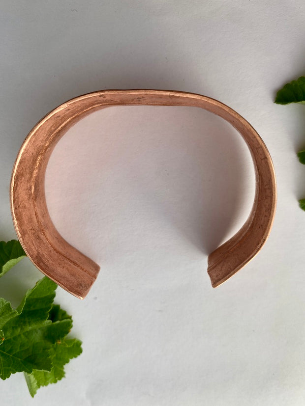 fold formed thick recycled copper cuff simple wealth art