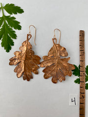 recycled copper electroformed oak leaf earrings valley oak coast oak live oat garry oak rose gold simple wealth art made in usa