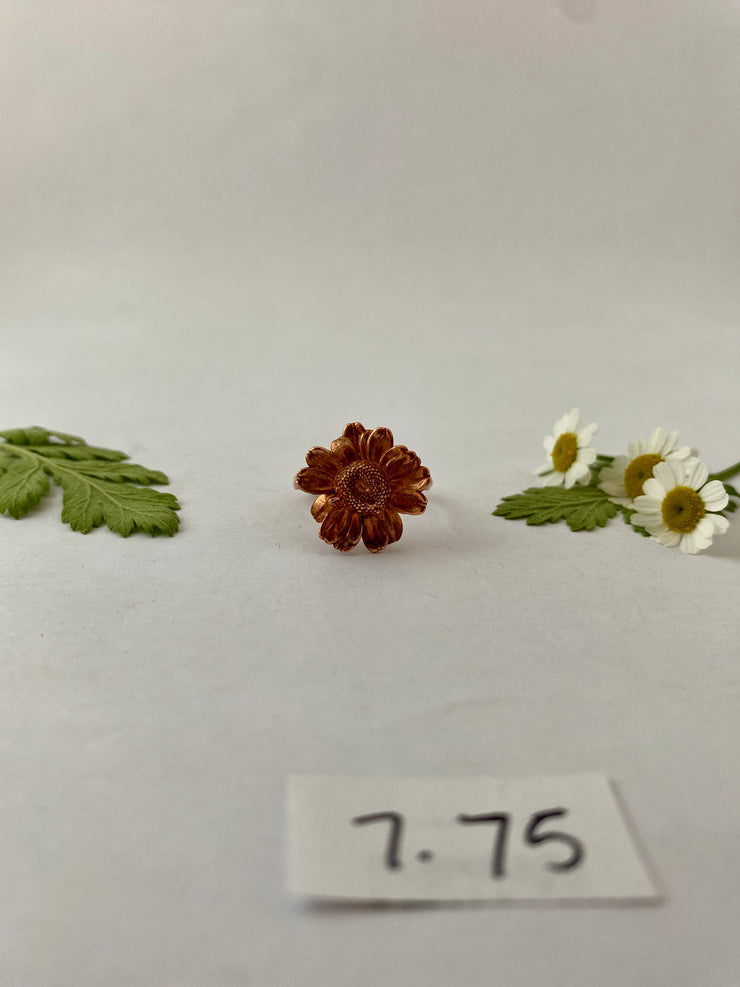 recycled copper electroformed real feverfew flower ring bloom ring simple wealth art made in usa