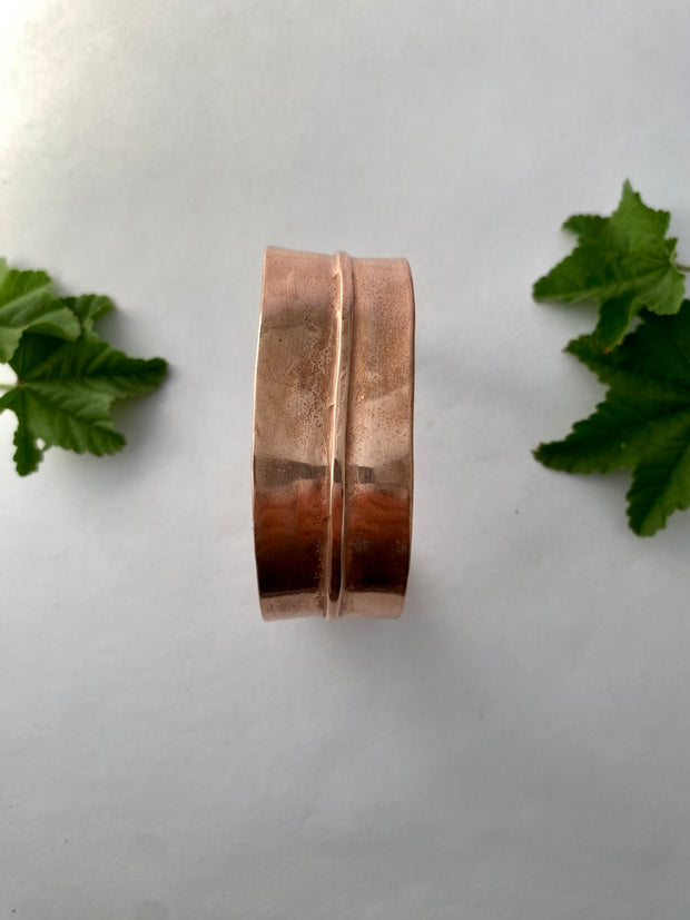 fold formed thick recycled copper cuff simple wealth art