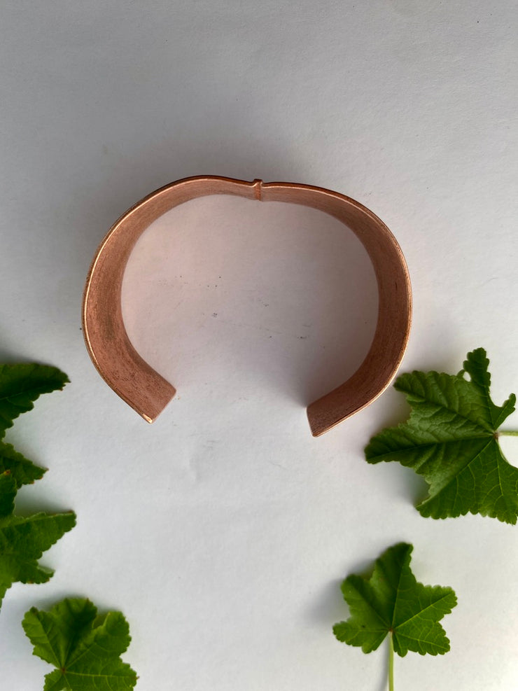 fold formed thick recycled copper cuff simple wealth art
