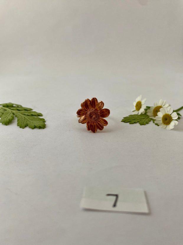 recycled copper electroformed real feverfew flower ring bloom ring simple wealth art made in usa