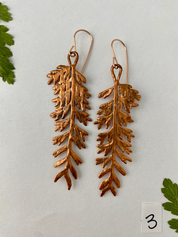 real mother fern earrings recycled copper 14 karat gold simple wealth art recycled copper made in usa