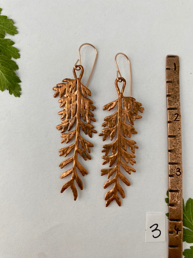 real mother fern earrings recycled copper 14 karat gold simple wealth art recycled copper made in usa