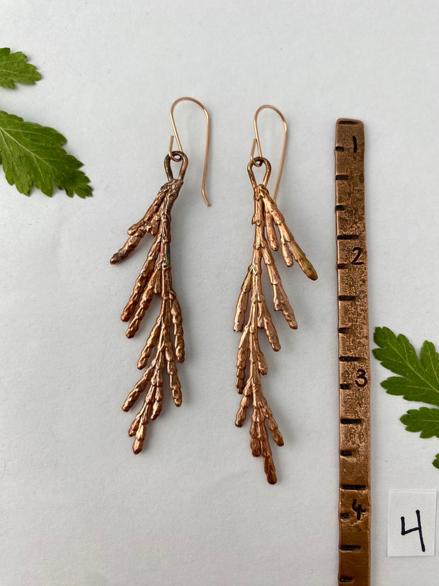 real western red cedar spray electroplated in recycled copper 14 karat rose gold handmade in usa simple wealth art
