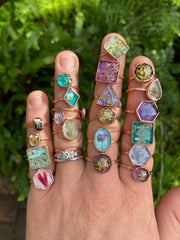 tiny world floral rings recycled copper electroplated dried flower rings made in usa simple wealth art