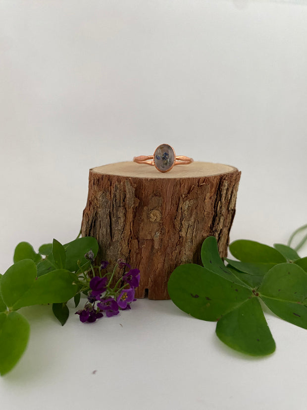 tiny world floral rings recycled copper electroplated dried flower rings made in usa simple wealth art