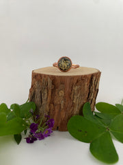 tiny world floral rings recycled copper electroplated dried flower rings made in usa simple wealth art