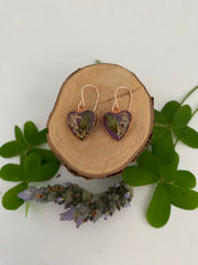 tiny world floral earrings Rose gold recycled copper electroplated dried flower earrings made in usa simple wealth art