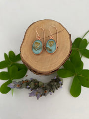 tiny world floral earrings Rose gold recycled copper electroplated dried flower earrings made in usa simple wealth art