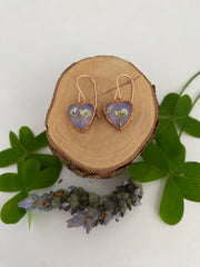 tiny world floral earrings Rose gold recycled copper electroplated dried flower earrings made in usa simple wealth art