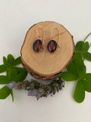 tiny world floral earrings Rose gold recycled copper electroplated dried flower earrings made in usa simple wealth art