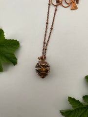 Recycled copper electroplated redwood cone sequia semperviren necklace handmade in usa simple wealth art