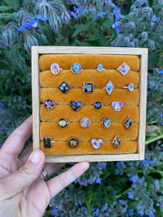 tiny world floral rings recycled copper electroplated dried flower rings made in usa simple wealth art