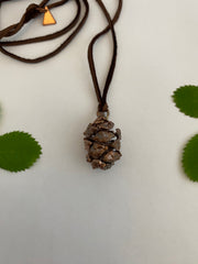 Recycled copper electroplated redwood cone sequia semperviren necklace handmade in usa simple wealth art