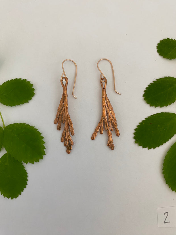 real western red cedar spray electroplated in recycled copper 14 karat rose gold handmade in usa simple wealth art 