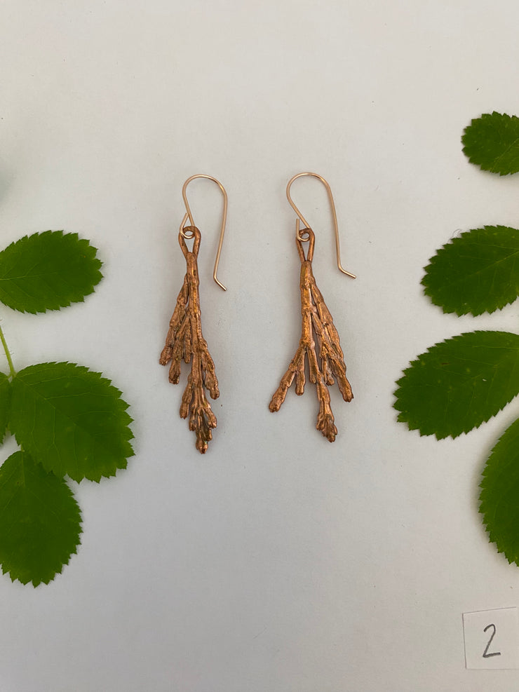 real western red cedar spray electroplated in recycled copper 14 karat rose gold handmade in usa simple wealth art 