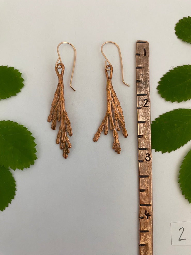 real western red cedar spray electroplated in recycled copper 14 karat rose gold handmade in usa simple wealth art 