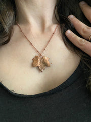 mallow leaf necklace electroplated recycled copper made in usa simple wealth art handmade