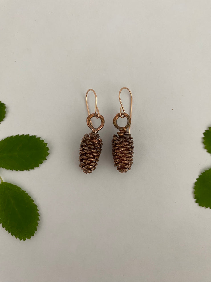 real alder cone recycled copper electroplated electroform 14 karat rose gold handmade in usa simple wealth art