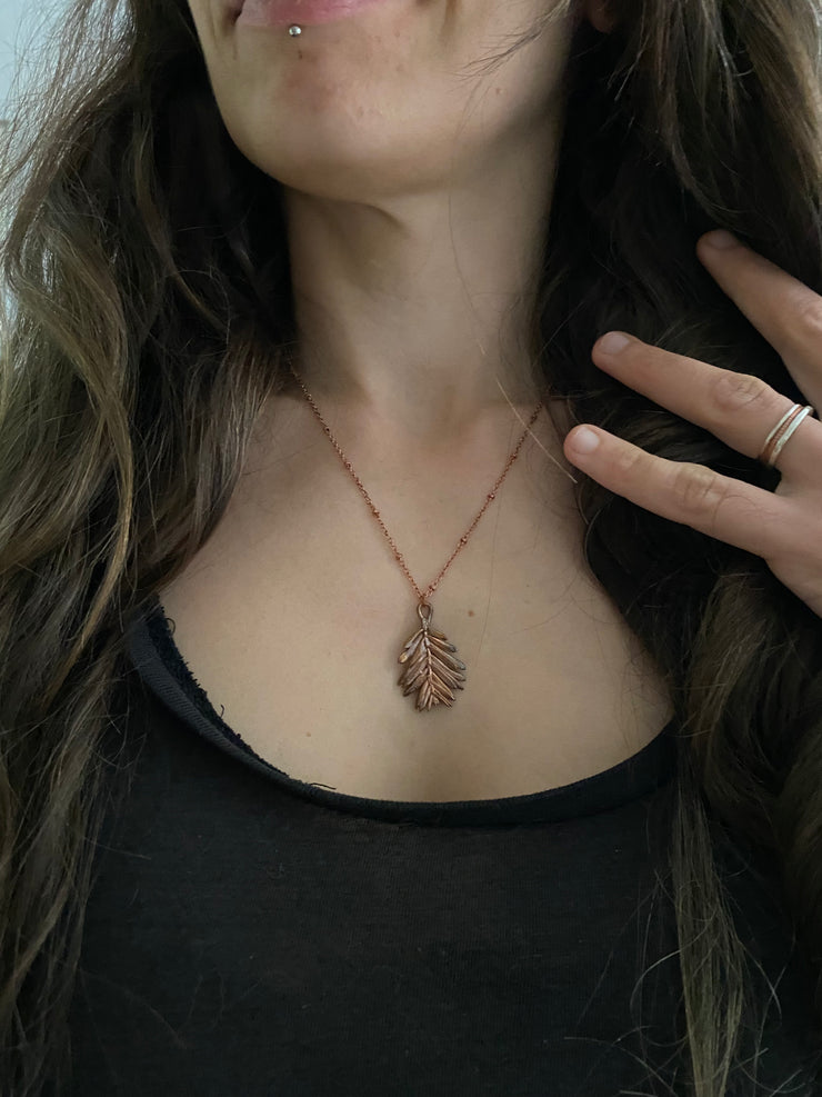 recycled copper electroplated redwood leaflet made in usa simple wealth art sequoia sempervirens