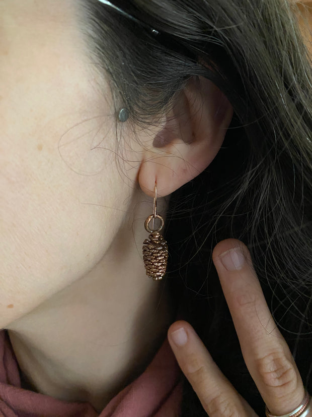 real alder cone recycled copper electroplated electroform 14 karat rose gold handmade in usa simple wealth art