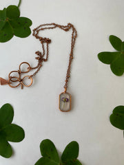 Tiny world necklace recycled copper dried flower resin necklace handmade in usa simple wealth art sweet alyssum