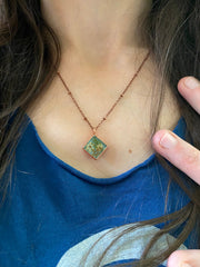 Tiny world necklace recycled copper dried flower resin necklace handmade in usa simple wealth art on human