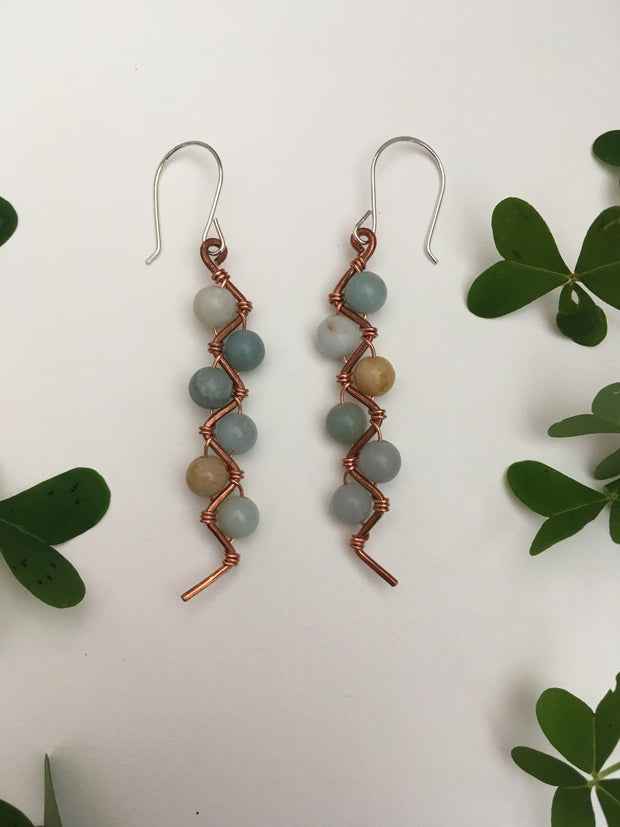 amazonite recycled copper electrical wire zig zag shape copper jewelery wire wrapped made in usa simple wealth art