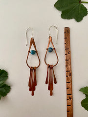 recycled copper natural gemstone earrings with fringe simple wealth art made in usa