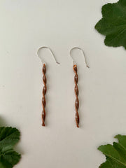 twisted bar recycled copper electrical wire earrings art from scrap upcycle metal handmade in usa simple wealth art goleta california
