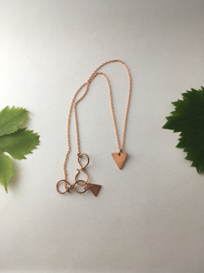 single triangle bunting necklace recycled copper plumbing pipe upcycle metal handmade in usa