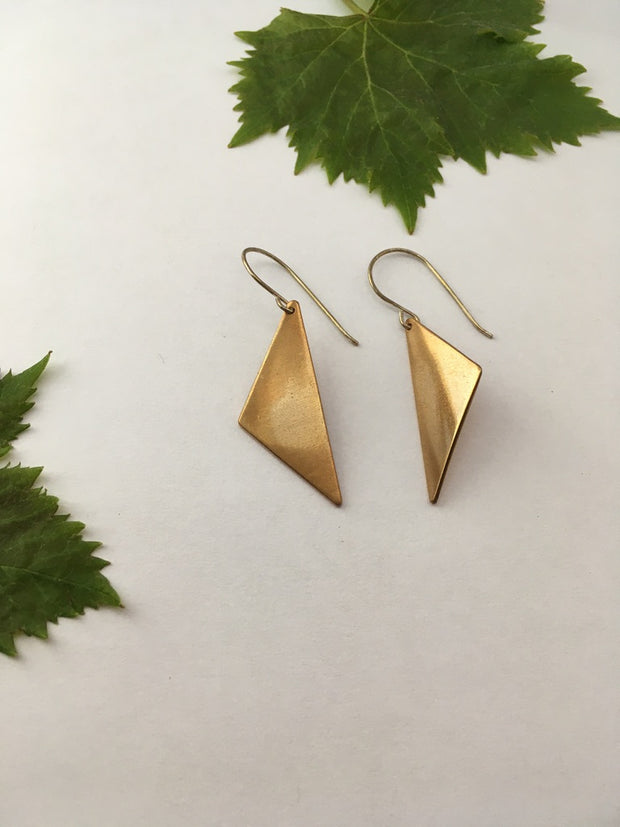 brass drum cymbal jewelry triangle yellow brass musician made in usa simple wealth art recycled brass