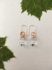 recycled copper topped electroformed asfour crystal earrings prism simple wealth art made in usa simple wealth art