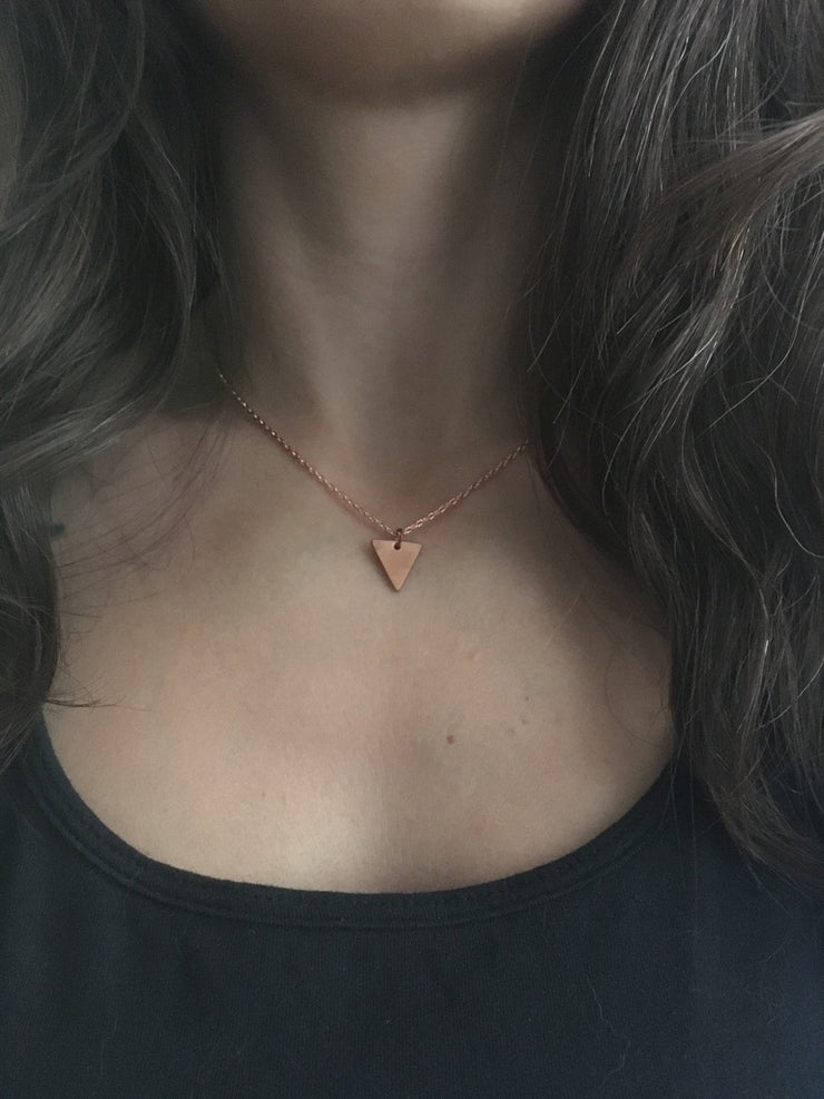 single triangle bunting necklace recycled copper plumbing pipe upcycle metal handmade in usa