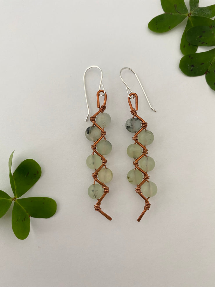 tourmalated quartz recycled copper electrical wire zig zag shape copper jewelery wire wrapped made in usa simple wealth art